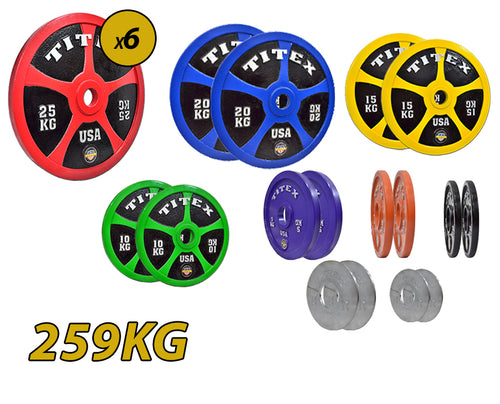 Titex IPF approved 259kg Powerlifting Discs Set