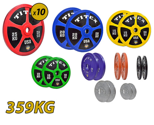 Titex IPF approved 359kg Powerlifting Discs Set